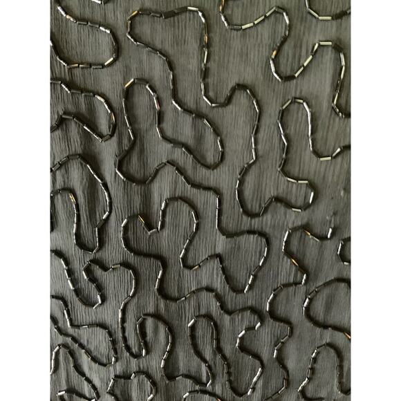 Sweelo Vintage 100% Natural Silk Black Iridescent Beaded Blouse Size Small - Picture 10 of 14